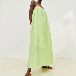 H&M Linen Blend Bright Green Maxi Dress